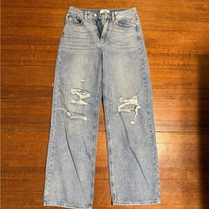 Just Black Light Blue Distressed Straight Leg Jeans